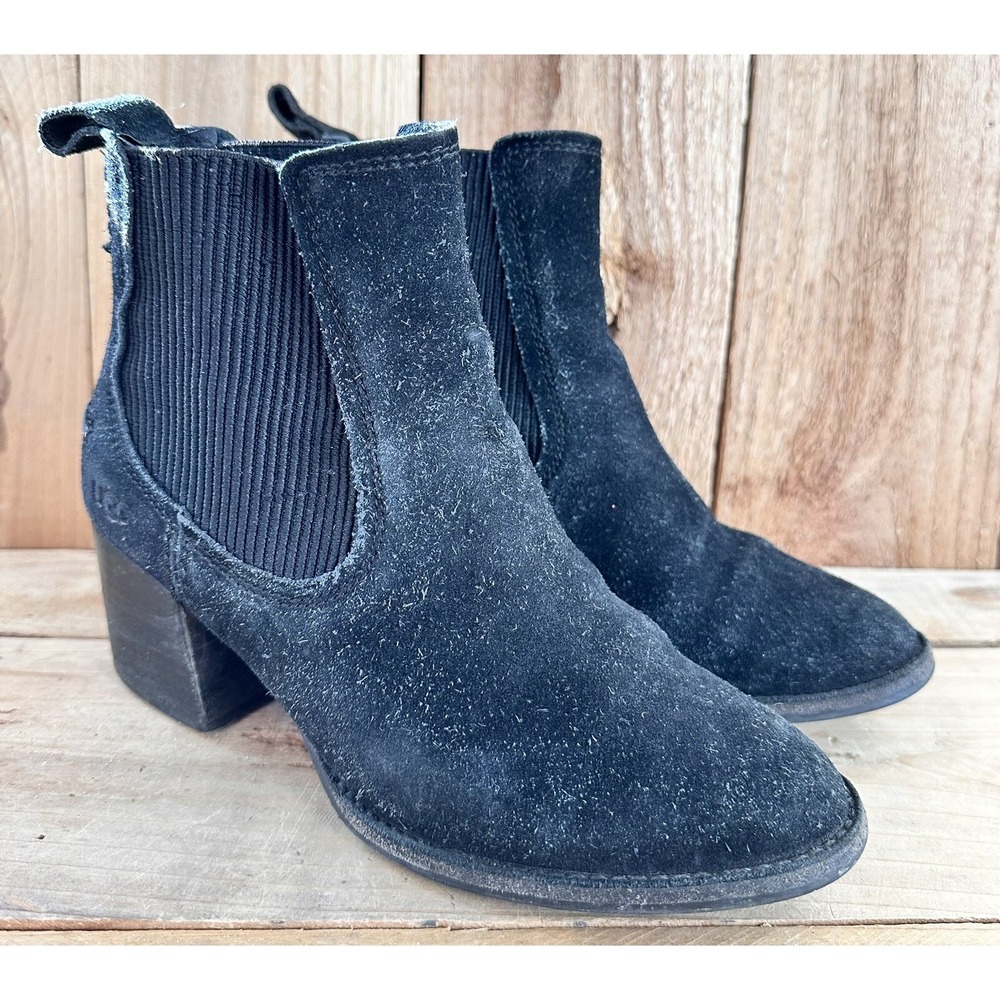 UGG Darling Suede Heeled Ankle Boots Women 7 Black Excellent